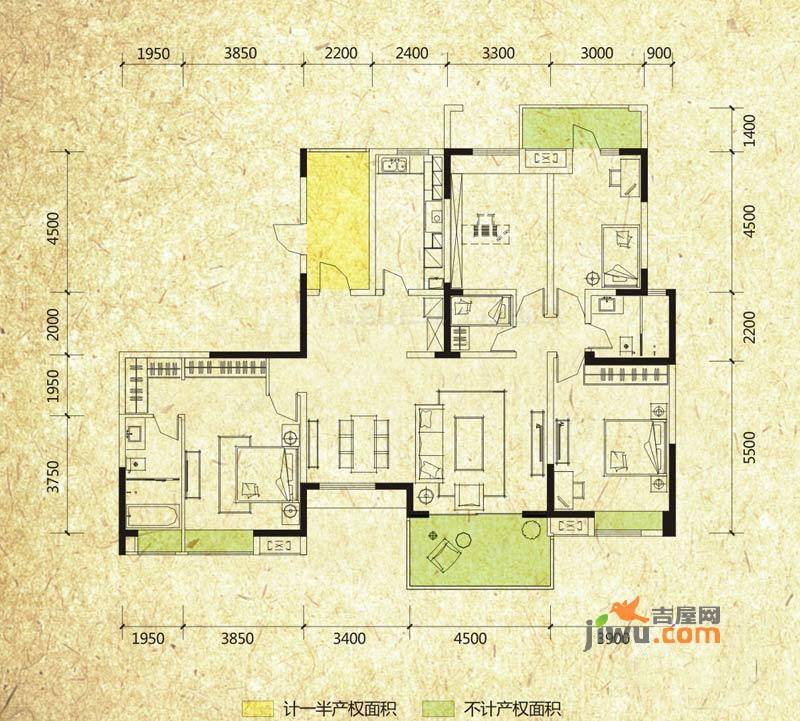 万科魅力之城四期4室2厅2卫182㎡户型图