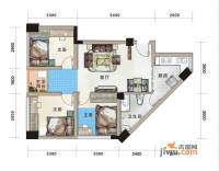 汇融新贵公馆3室2厅1卫65.3㎡户型图