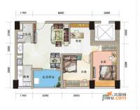 汇融新贵公馆2室2厅1卫62.4㎡户型图