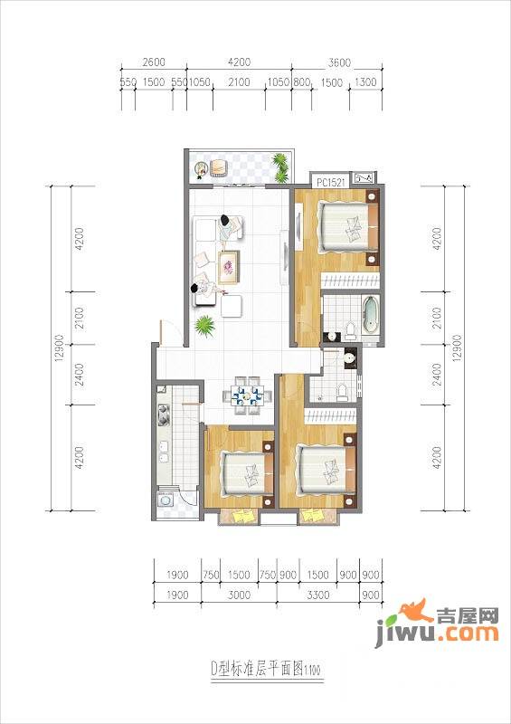 云水涧3室2厅2卫户型图