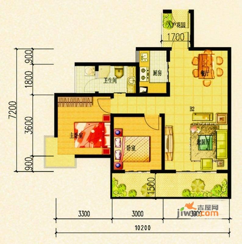 嘉美华凯2室2厅1卫81㎡户型图