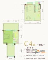 水岸西岭1室1厅1卫64.3㎡户型图