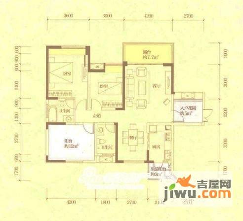 保利心语一期3室2厅2卫119㎡户型图