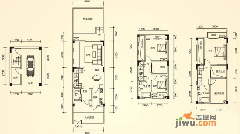 宗申赛纳维3室2厅3卫129㎡户型图