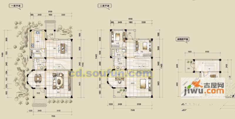 清溪玫瑰园4室3厅3卫232㎡户型图