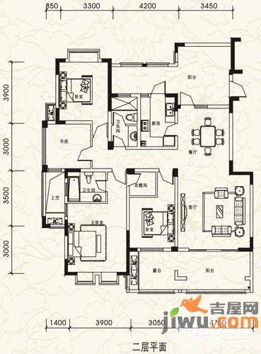 棕榈湖国际社区4室2厅2卫135㎡户型图