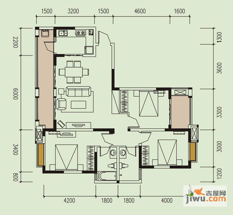 绿地圣路易名邸3室2厅2卫120㎡户型图