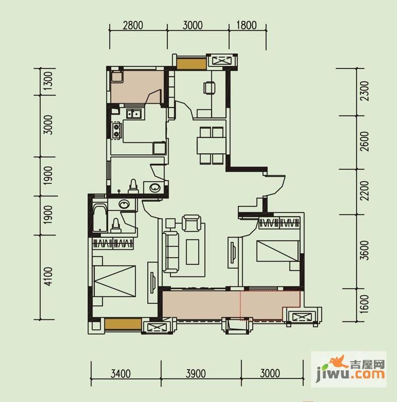 绿地圣路易名邸3室2厅2卫112㎡户型图