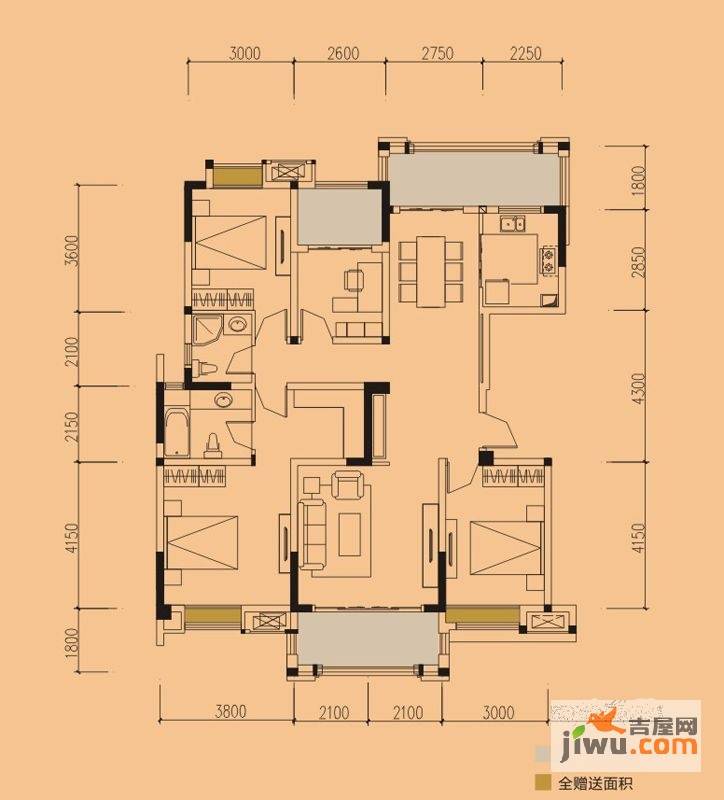 绿地圣路易名邸4室2厅2卫142㎡户型图