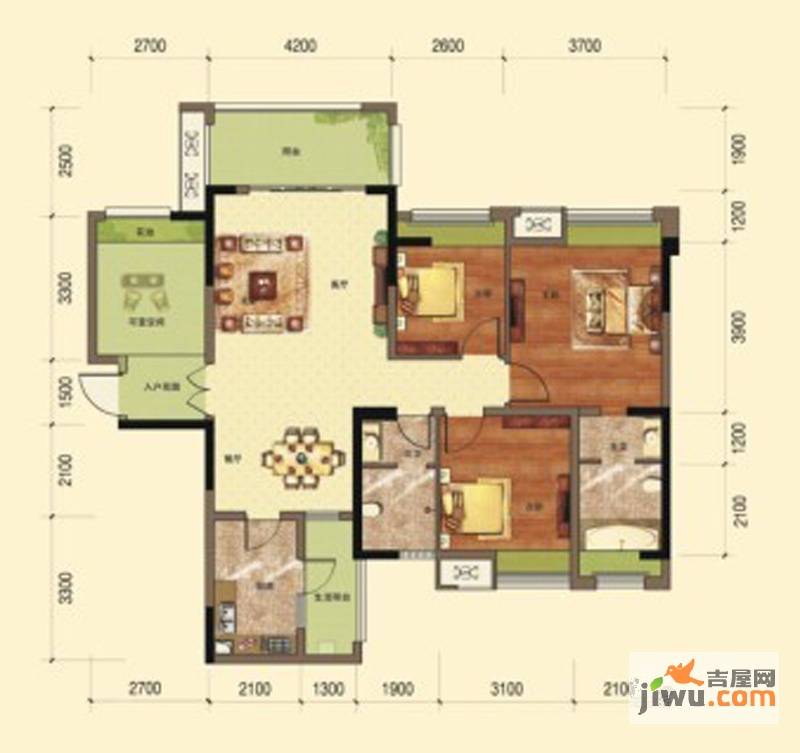 邑品天都3室2厅2卫113㎡户型图