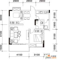 悠然天地2室2厅1卫61.3㎡户型图