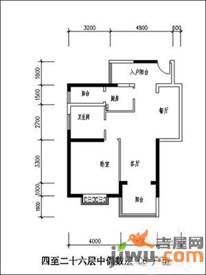 弘扬华城国际1室1厅1卫46㎡户型图