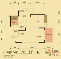 泽京普罗旺斯2室2厅1卫78.8㎡户型图