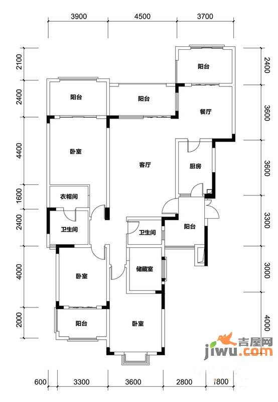 蓝光十里蓝山3室2厅2卫143.3㎡户型图