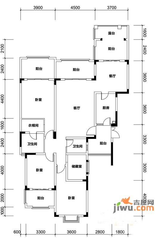 蓝光十里蓝山3室2厅2卫143.3㎡户型图