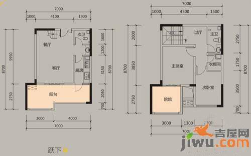 财信城市国际2室2厅2卫85.1㎡户型图