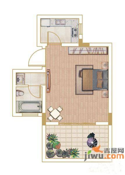 依云美镇1室0厅1卫30.8㎡户型图