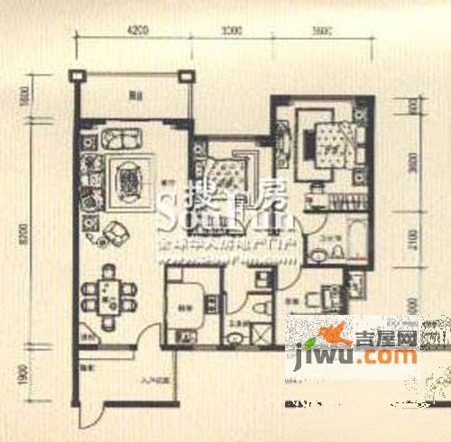 爱加西西里3室2厅2卫94.6㎡户型图