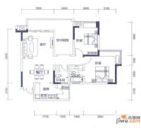 海尔海语江山2室2厅2卫75.3㎡户型图