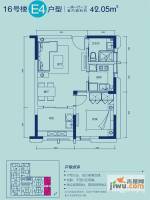 海尔海语江山1室1厅1卫42㎡户型图