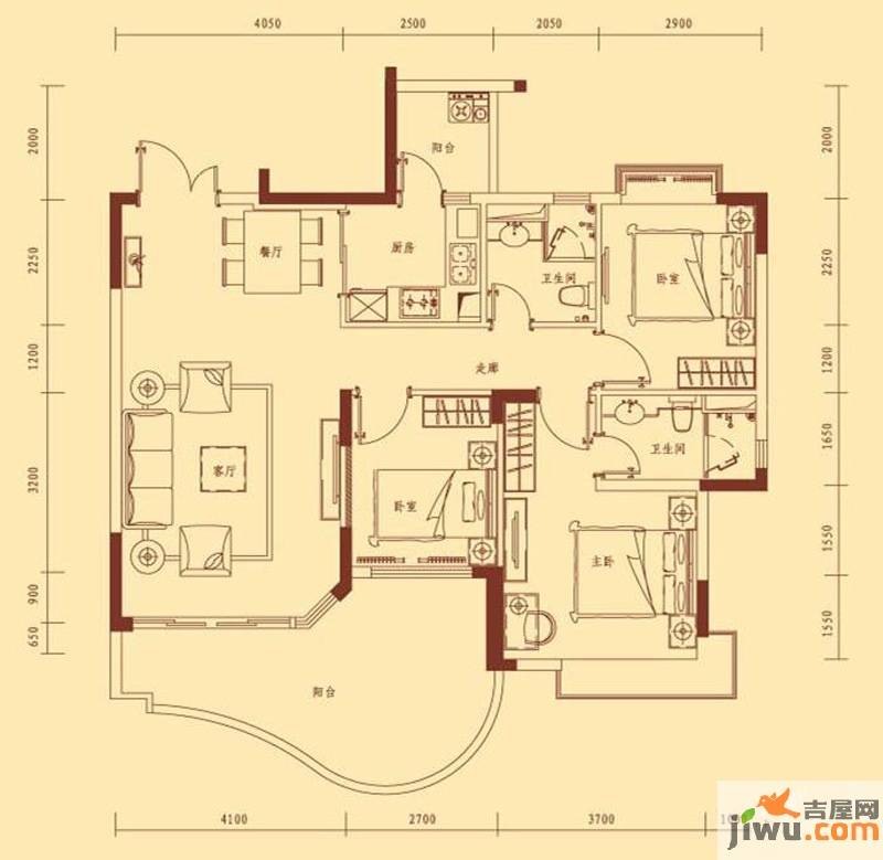 恒大城3室2厅2卫94㎡户型图