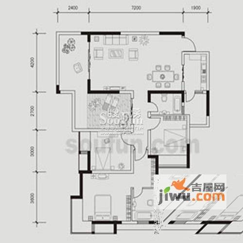 兴茂盛世北辰3室2厅2卫101.4㎡户型图