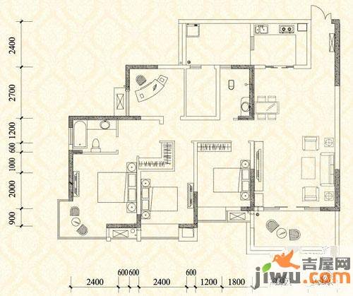 宝嘉江枫美岸4室2厅2卫125.8㎡户型图