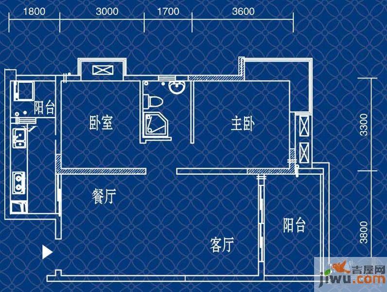 宝嘉江枫美岸2室2厅1卫65.8㎡户型图