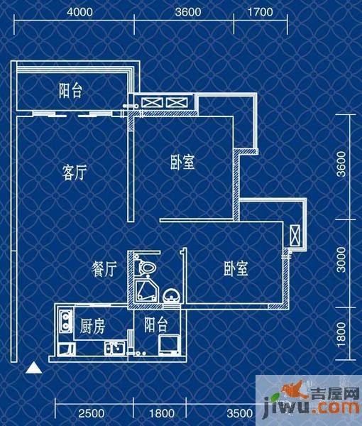 宝嘉江枫美岸2室2厅1卫66.2㎡户型图