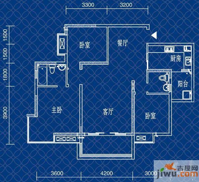 宝嘉江枫美岸3室2厅2卫93.5㎡户型图