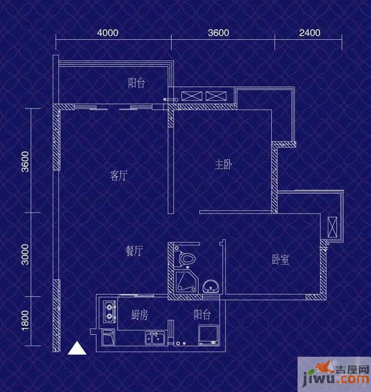 宝嘉江枫美岸2室2厅1卫67.2㎡户型图