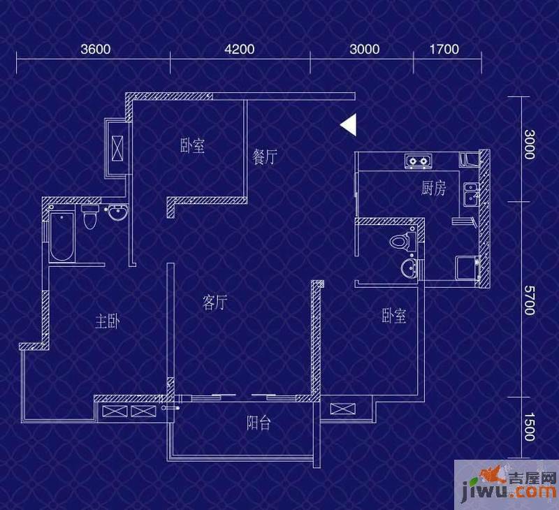 宝嘉江枫美岸3室2厅2卫95.8㎡户型图