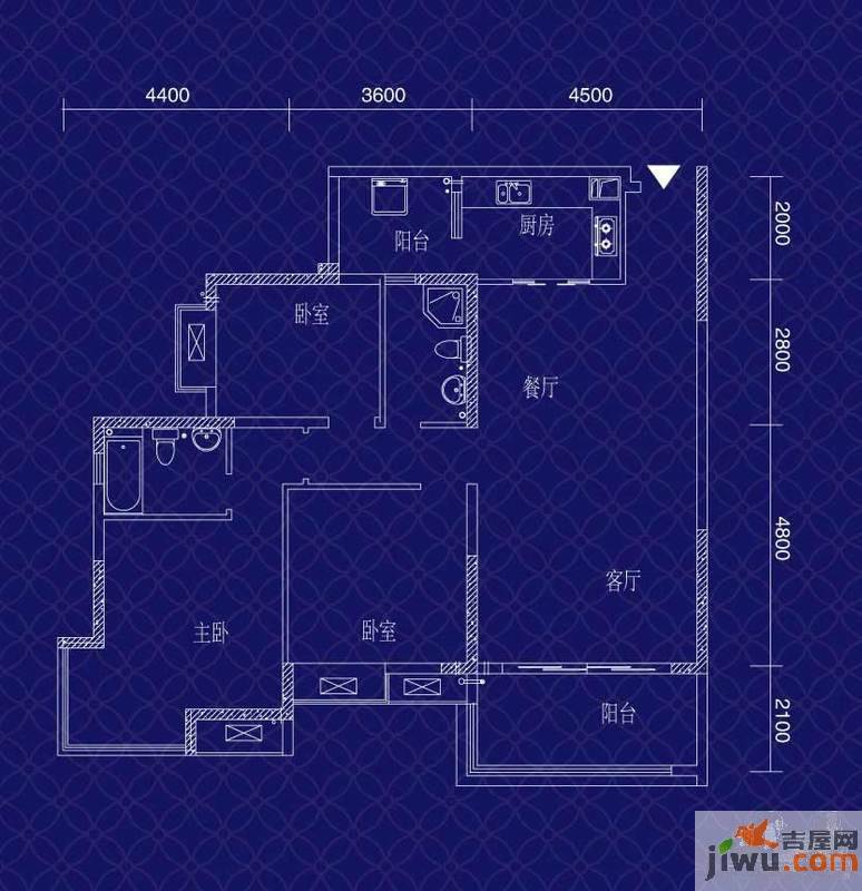 宝嘉江枫美岸3室2厅2卫107.1㎡户型图