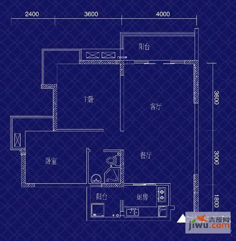 宝嘉江枫美岸2室2厅1卫66.2㎡户型图