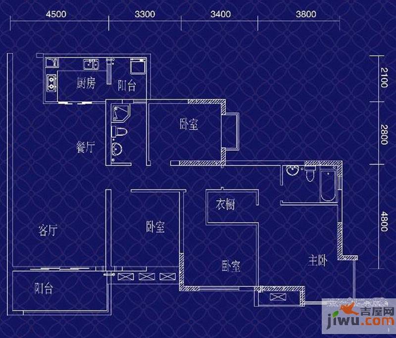 宝嘉江枫美岸4室2厅2卫124.1㎡户型图