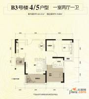 金科10年城1室2厅1卫62.2㎡户型图