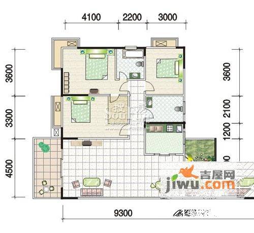 海港江南世家3室2厅2卫116.2㎡户型图