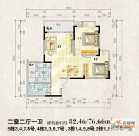 大圆祥爱尚公园2室2厅1卫82.5㎡户型图