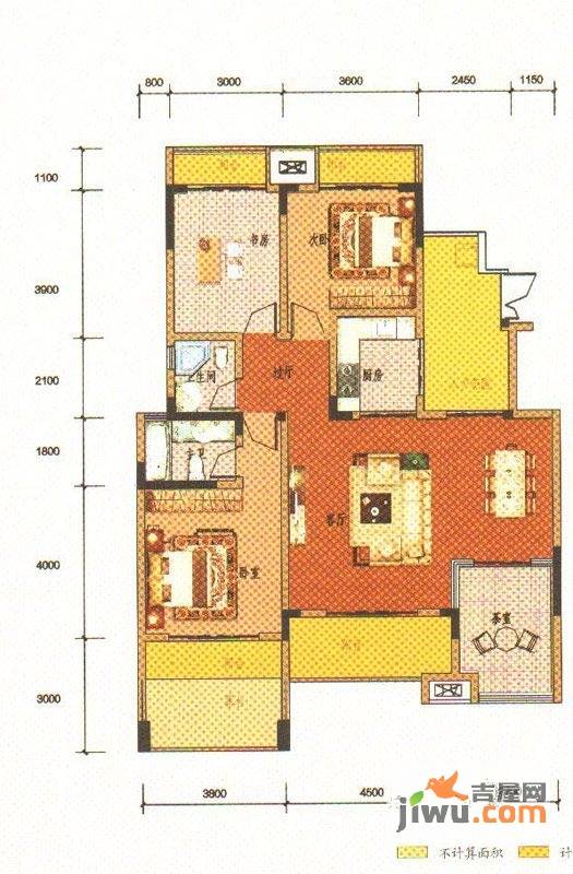 鸥鹏华府3室2厅2卫132.8㎡户型图