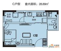 绿地新都会1室1厅1卫33.5㎡户型图