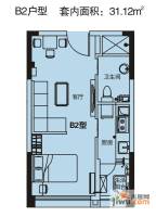 绿地新都会1室1厅1卫31.1㎡户型图