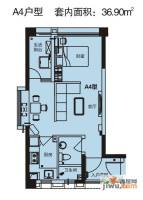 绿地新都会1室1厅1卫36.9㎡户型图