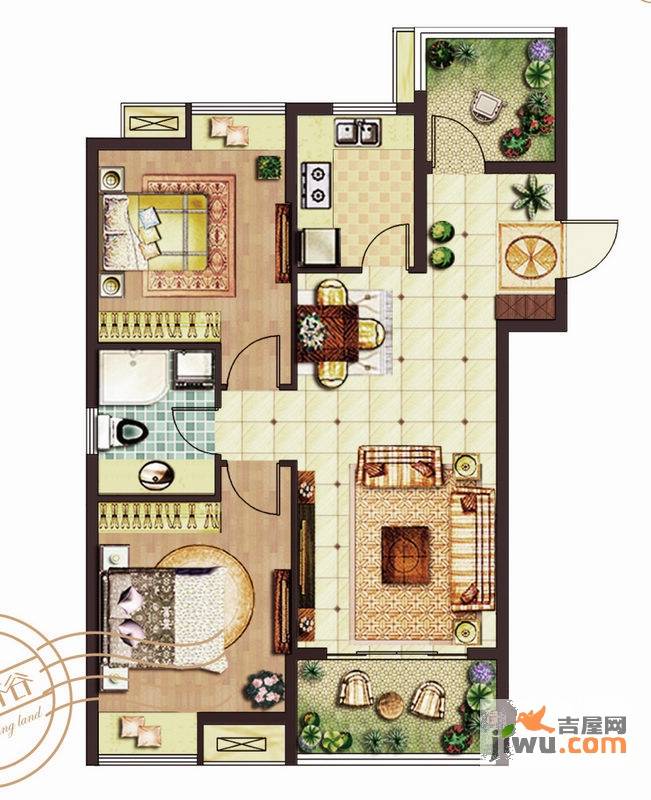 保利罗兰香谷2室2厅1卫户型图