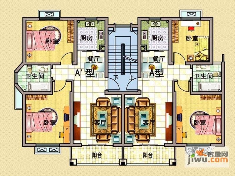 宝驰景秀苑2室2厅1卫80㎡户型图