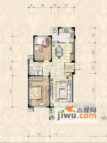 武夷水岸家园2室2厅1卫91.5㎡户型图