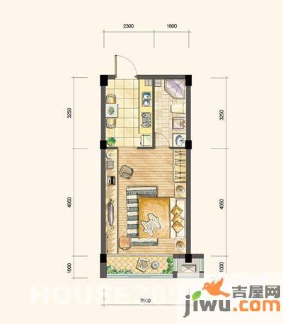 武夷水岸家园1室1厅1卫50㎡户型图