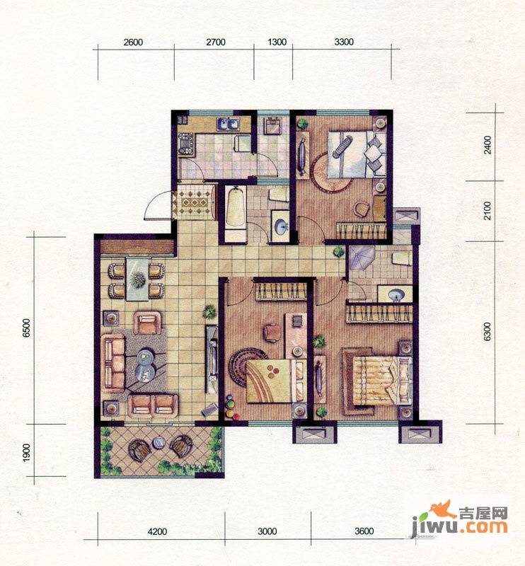 武夷水岸家园3室2厅2卫116.9㎡户型图