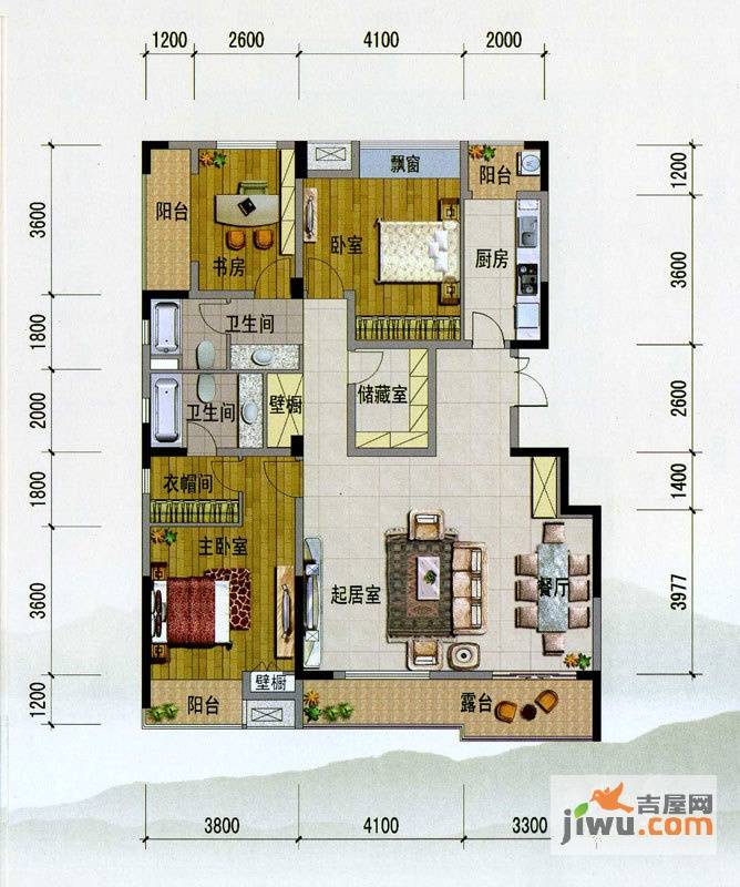 紫玉山庄4室2厅2卫147.9㎡户型图