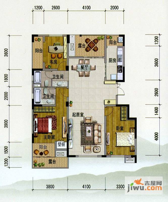 紫玉山庄4室2厅2卫134.5㎡户型图