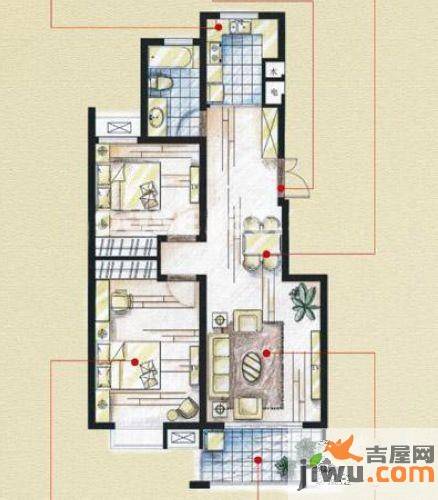 东城天骄2室2厅1卫91㎡户型图